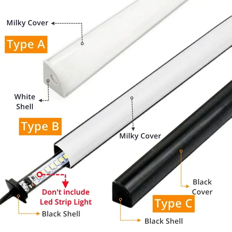 DecorBites™ Black V LED Aluminum Profile with Milky Cover for Strip Light in Corner Cabinets