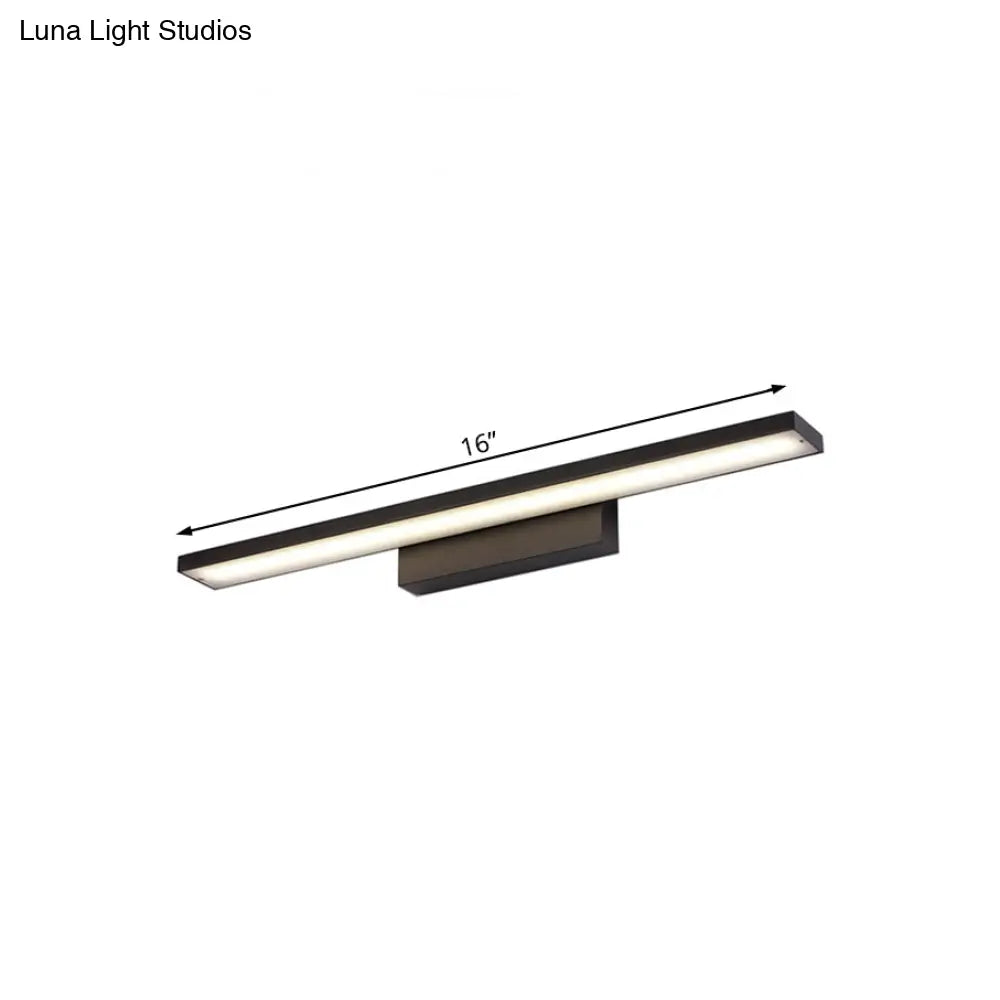 DecorBites™ Sleek Black/White Vanity Lamp w/ Rectangular Shade & LED Acrylic Wall Light - 16"/23.5" Simplistic Fixture for Mirrors