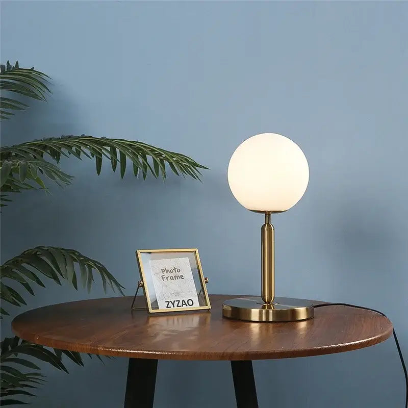 DecorBites™ Glass Ball Table Lamp for Bedroom, LED Desk Light with E27 Bulb