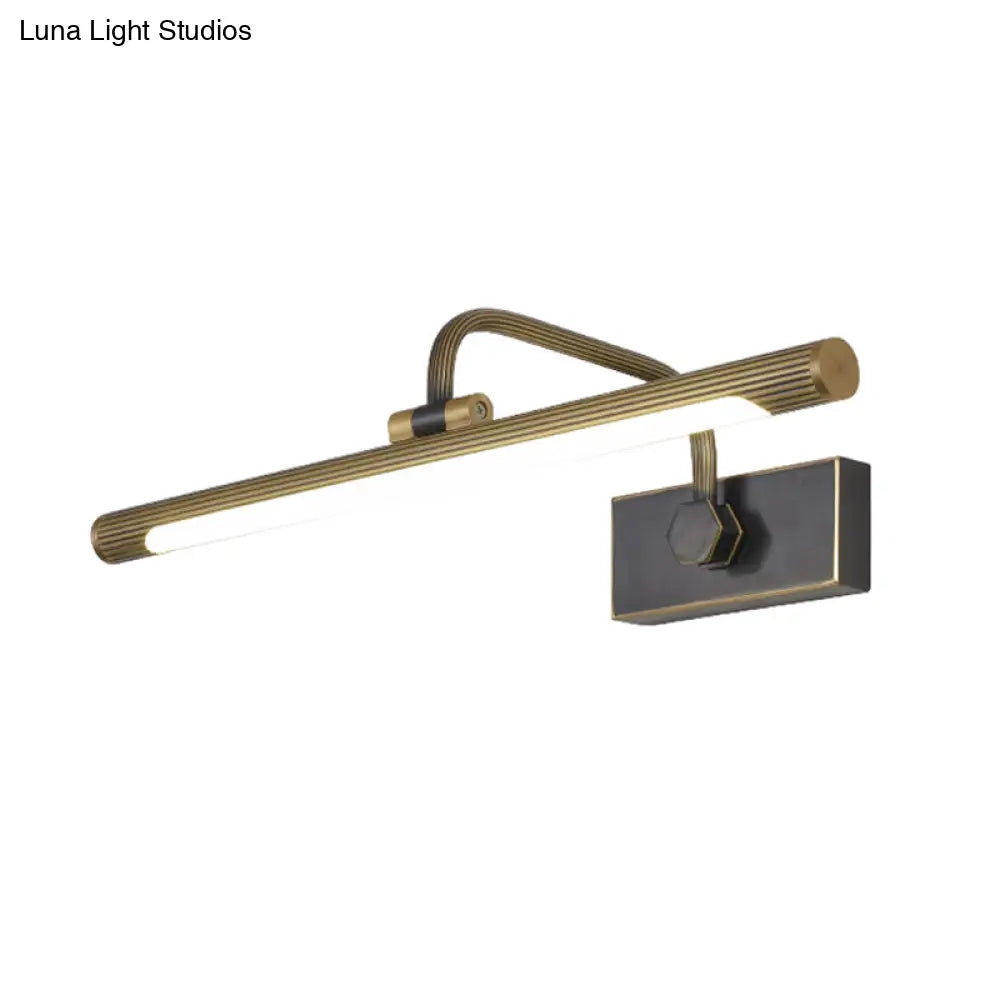 DecorBites™ Sleek Tube LED Vanity Wall Light: Metallic Black & Gold Wall Mounted Lamp with Swing Arm