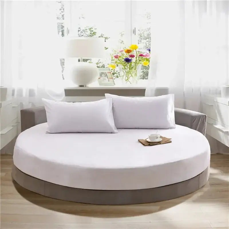 Soft dark gray cotton round bed sheet set bedroom bedding