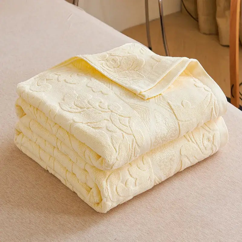 DecorBites™ Cotton Jacquard Towel Blanket for Adult Summer Air Conditioning, Sofa Cover