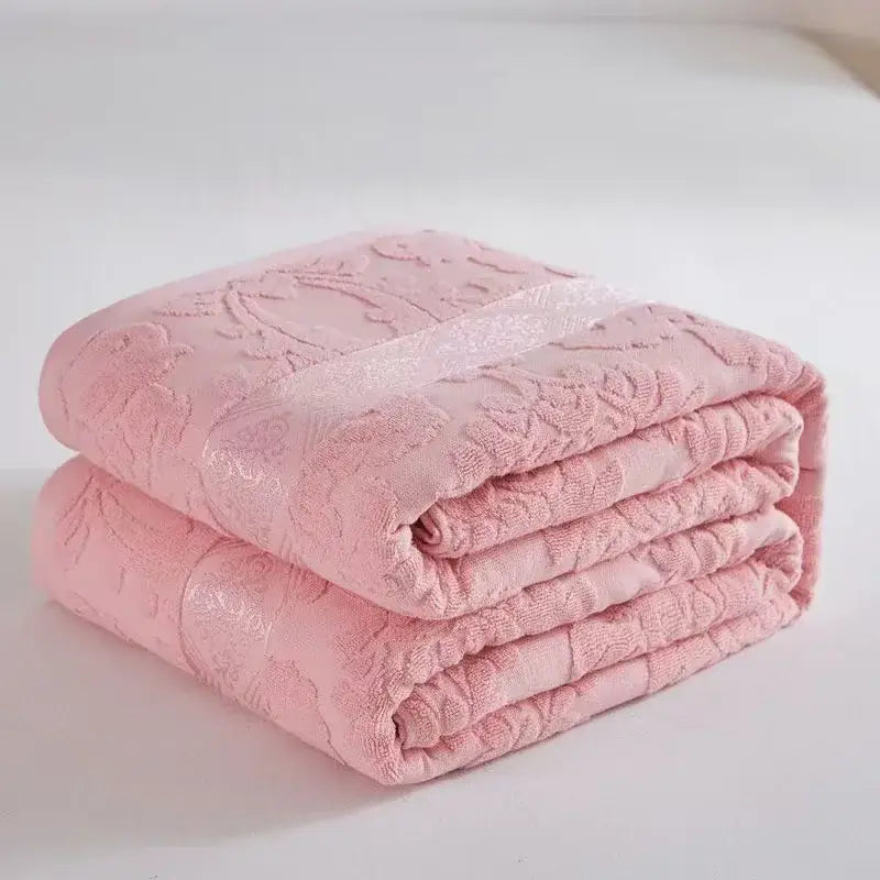 DecorBites™ Cotton Jacquard Towel Blanket for Adult Summer Air Conditioning, Sofa Cover