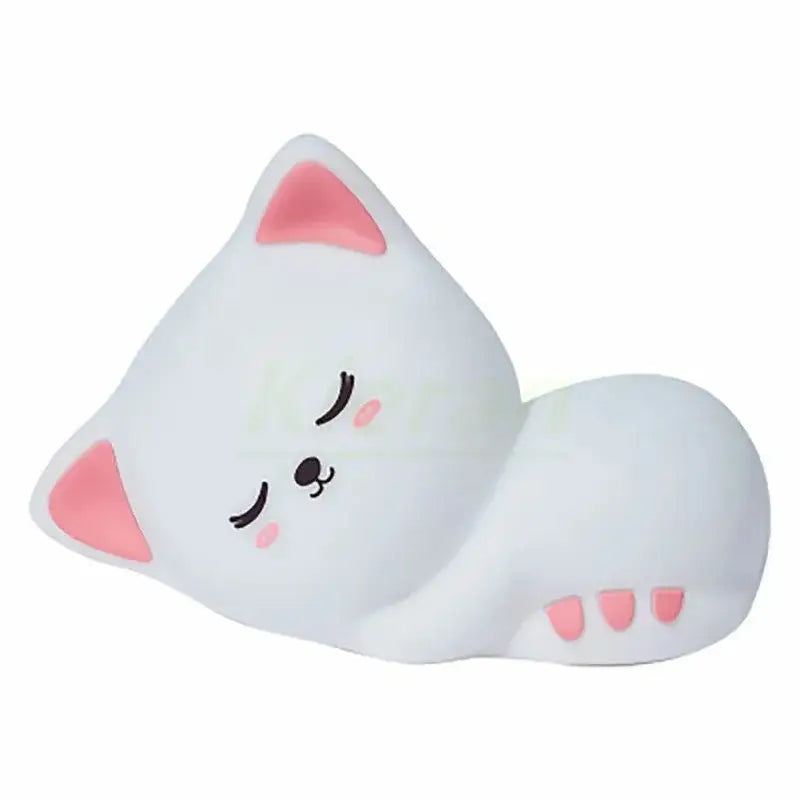Soft white cat led night light bedroom silicone decor
