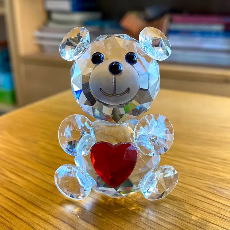 DecorBites™ Crystal Bear Figurine: Glass Animal Ornament & Paperweight