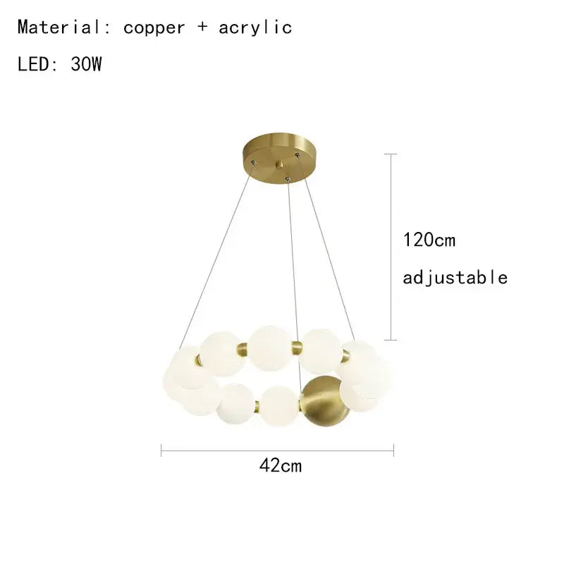 Spiral brass led chandelier with frosted acrylic dining room light