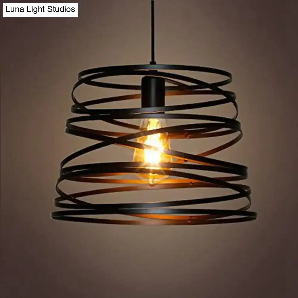 Spiral spring suspension pendant light black & white dining room