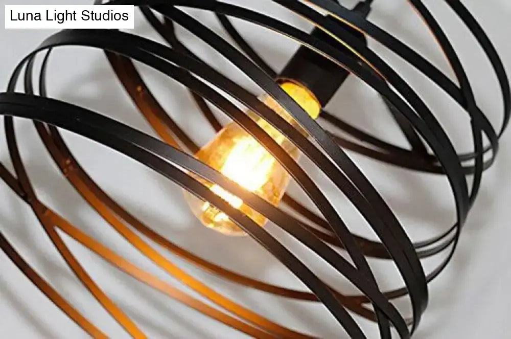 Spiral spring suspension pendant light black & white dining room
