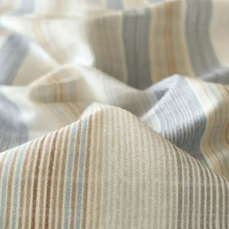 DecorBites™ Grid Printed Cotton Fitted Sheet Set - Double-Sided Mix Color Quilt Cover