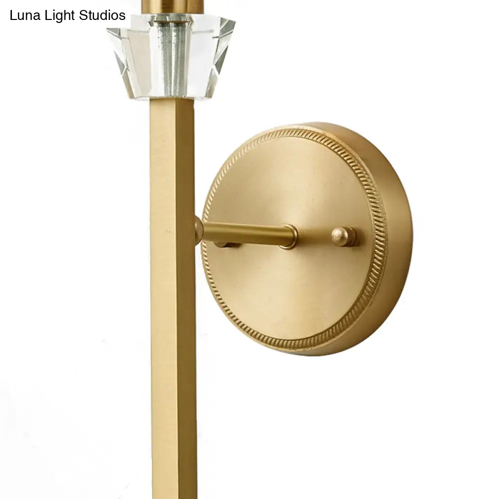 DecorBites™ Stylish 1-Light Crystal Wall Sconce with Fabric Shade and Brass Cylinder - Modern Wall Mount Light