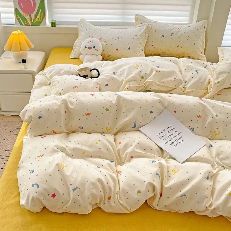 Celestial abstract cream quilted summer bedding set bedroom decor