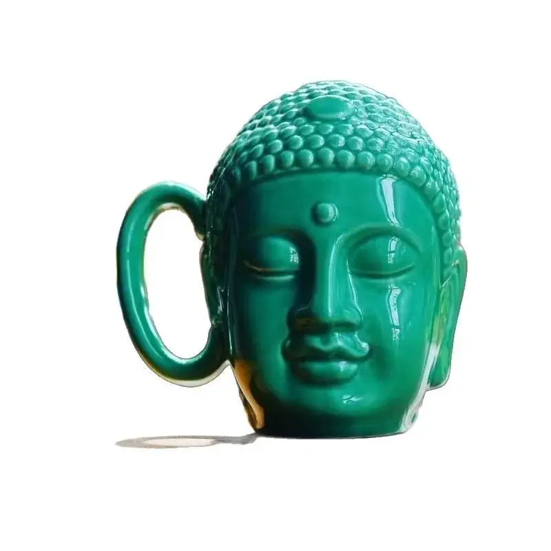 Teal buddha sculpture ceramic coffee mug kitchen decor