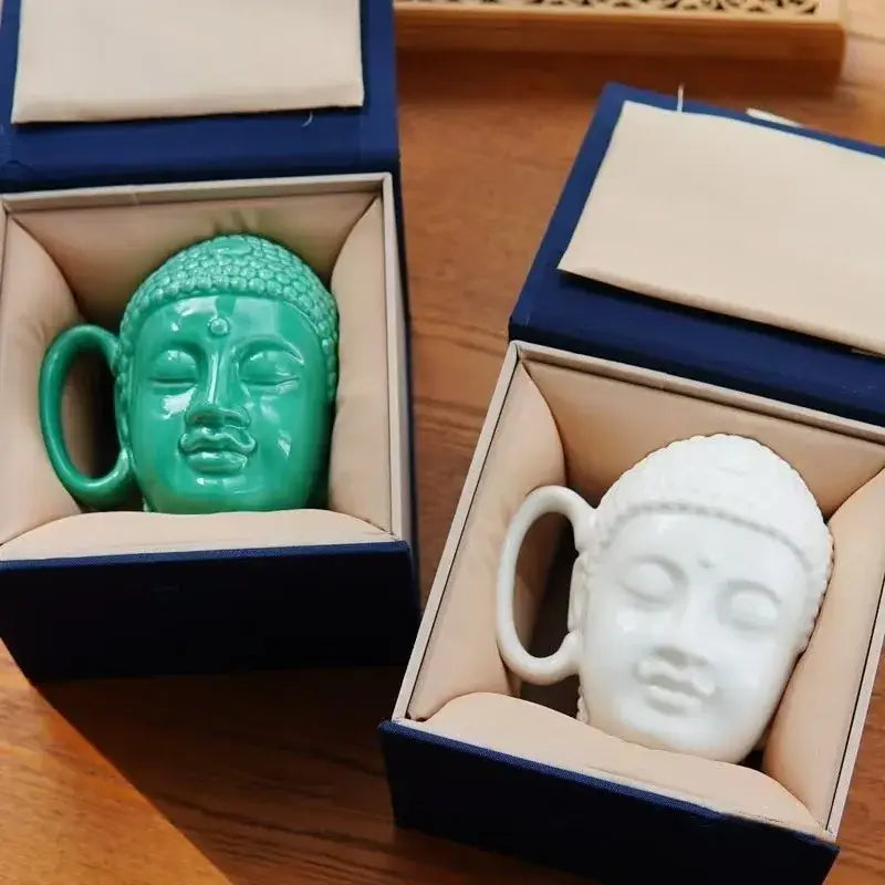 Teal buddha sculpture ceramic coffee mug kitchen decor