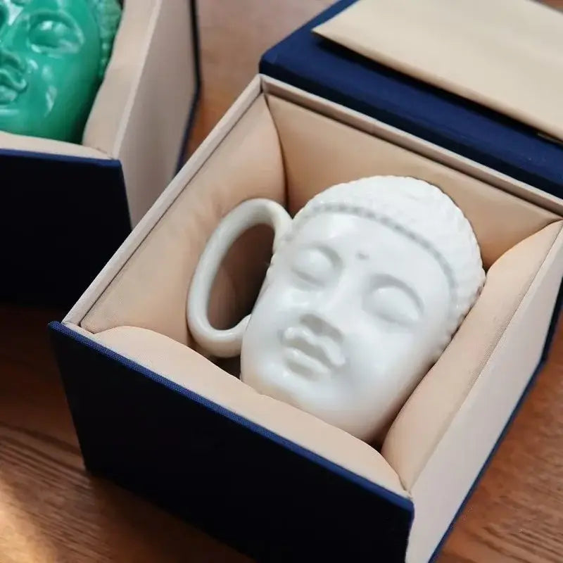 Teal buddha sculpture ceramic coffee mug kitchen decor