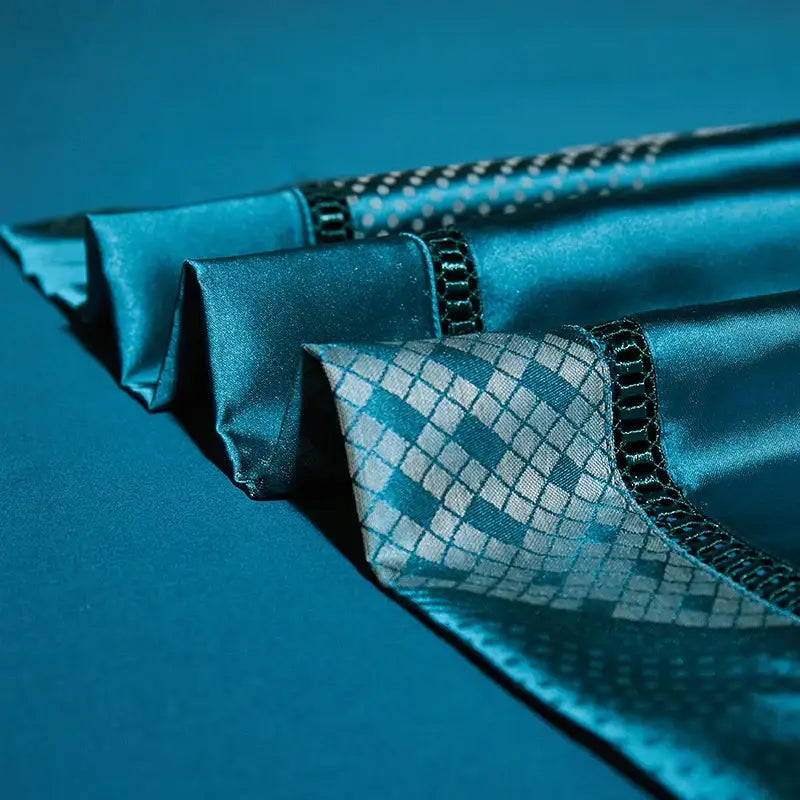 Teal & silver geometric 1000tc egyptian cotton bedding set bedroom