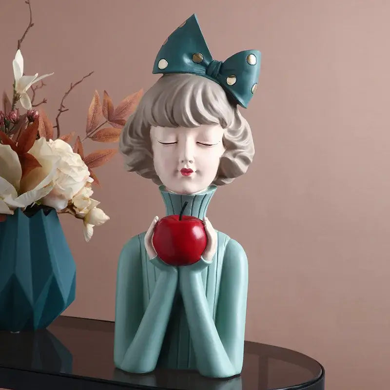 DecorBites™ Bowknot Girl Resin Figurine | Home Room Decor & Wedding Gift