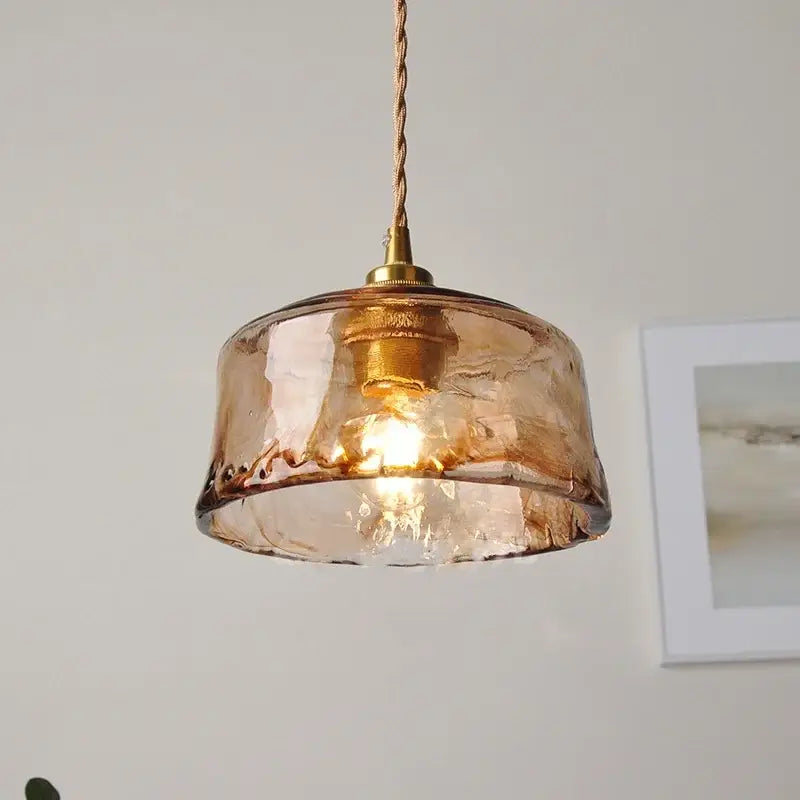 DecorBites™ Amber Glass Pendant Light with Adjustable Wire for Dining Room and Kitchen