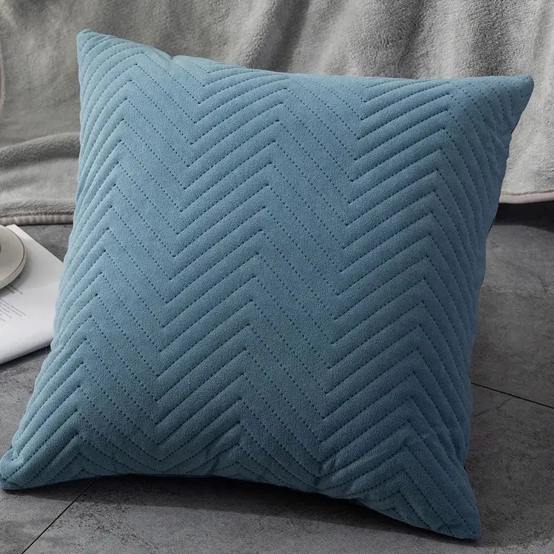 Textured chevron teal and blue cushion cover set living room decor