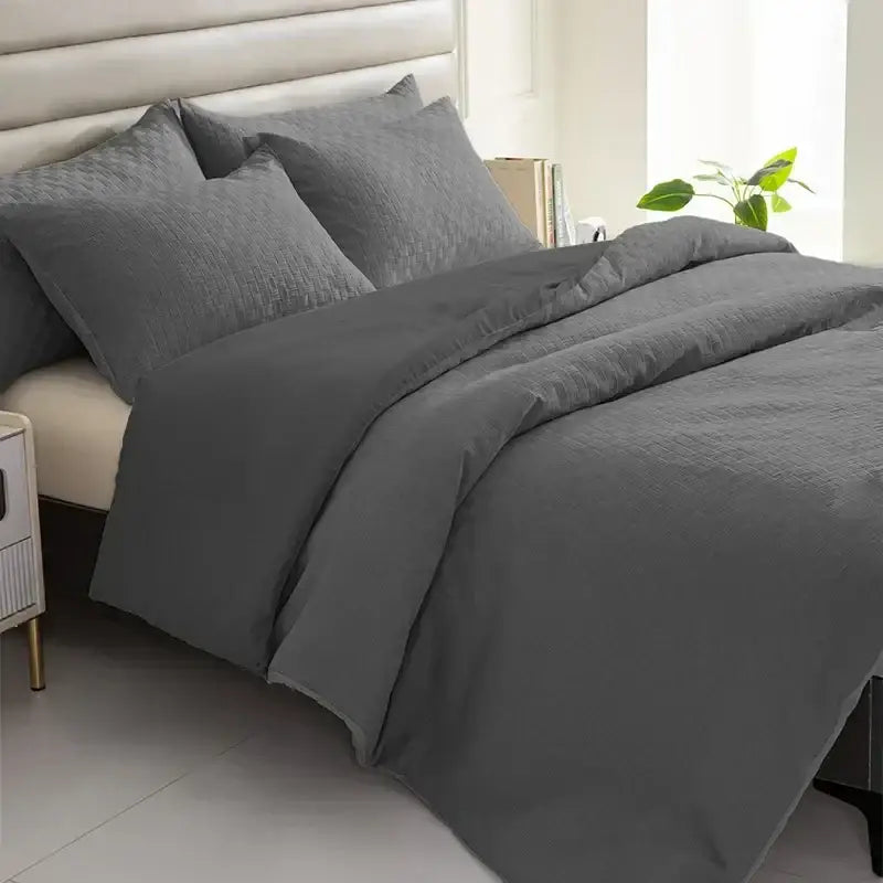 Textured cream & pale yellow pillowcase quilt set bedroom bedding