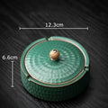 Textured green ceramic ashtray with lid living room smoking accessory