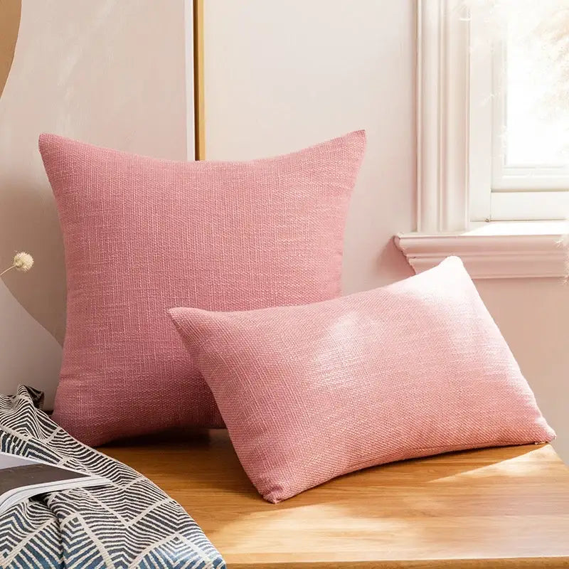 Textured linen cotton throw pillowcase for living room decor