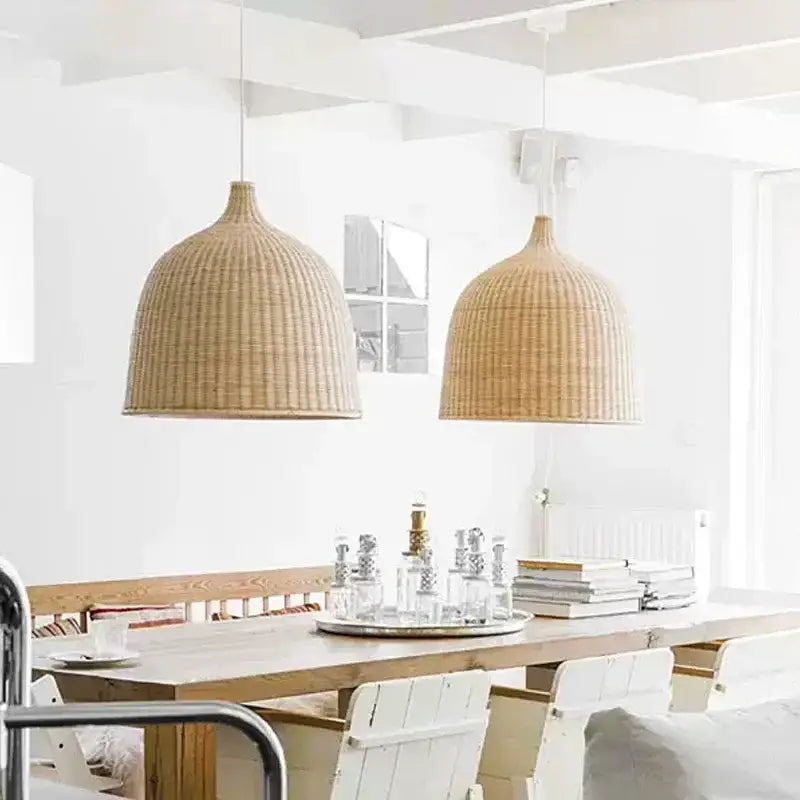 DecorBites™ Bamboo Weaving LED Pendant Lights for Home Decor and Dining Room