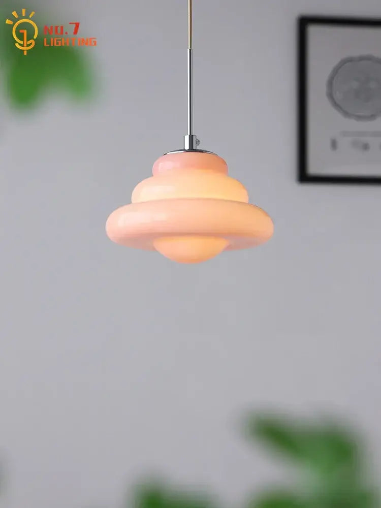 Tiered orange decorbites cream glass pendant lights for kitchen
