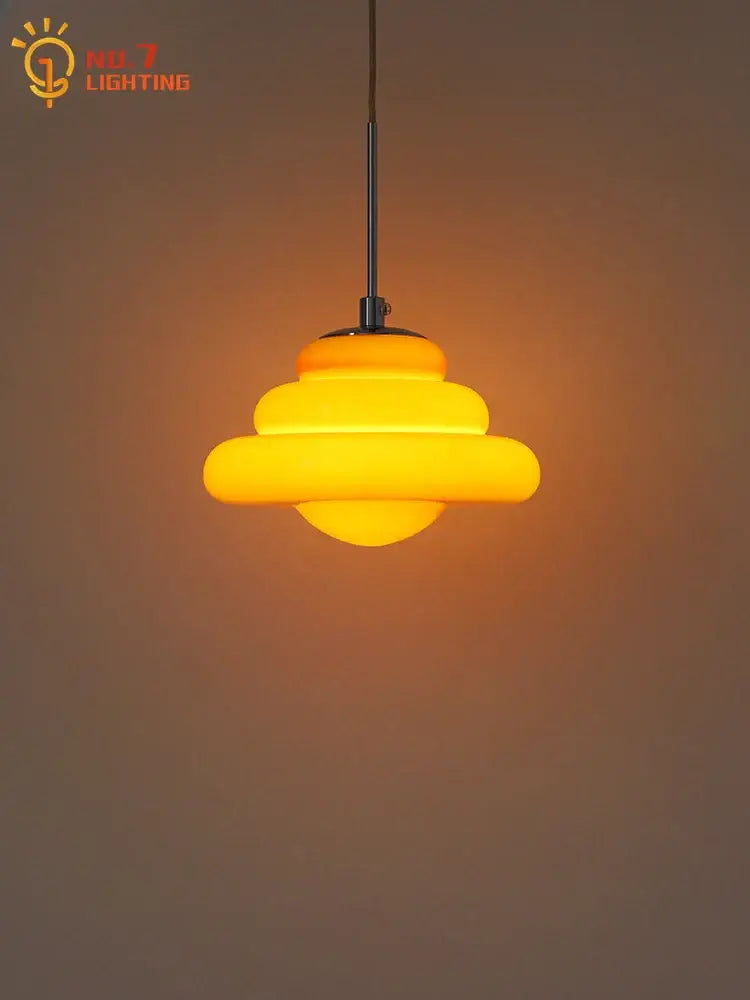 Tiered orange decorbites cream glass pendant lights for kitchen