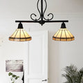 Tiffany black & amber kitchen island light with glass cone shade