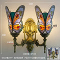 Tiffany butterfly glass sconces brass led wall lamps bedroom