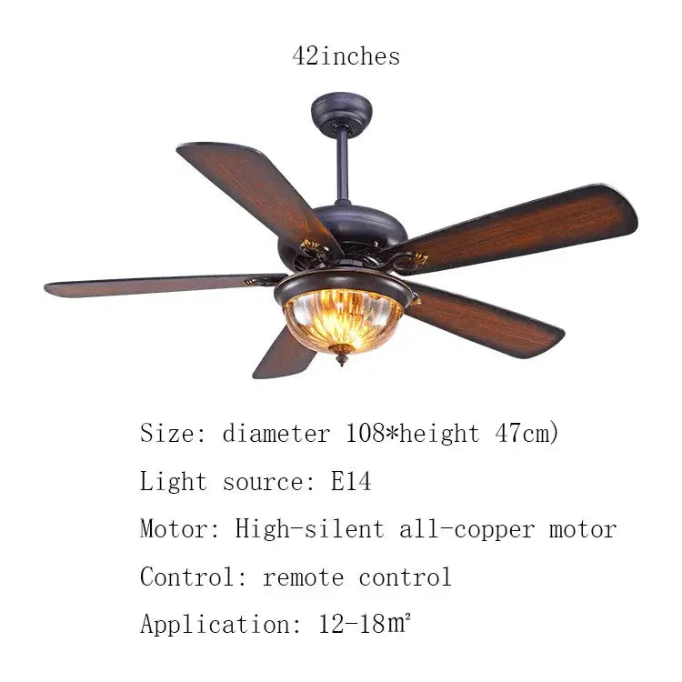 Tiffany stained glass brown wood ceiling fan light living room