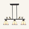 DecorBites™ Tiffany Style Conic Island Pendant Light - Stainless Glass with Bird Decoration