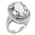 TK010- High polished (no plating) Stainless Steel Ring with AAA Grade CZ  in Clear