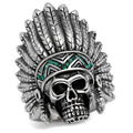 TK2245 - High polished (no plating) Stainless Steel Ring with Top Grade Crystal  in Emerald