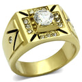 TK723 - IP Gold(Ion Plating) Stainless Steel Ring with AAA Grade CZ  in Clear