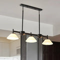 DecorBites™ Traditional Black Island Light Fixture with 3 Frosted Glass Cone Pendants