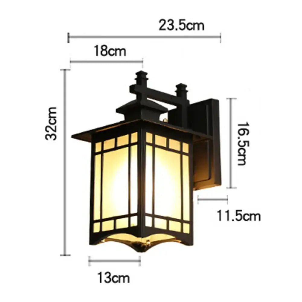 Traditional black led wall lamp garden lantern with frosted glass