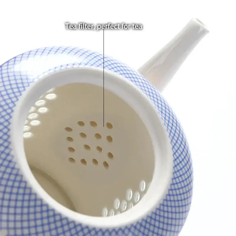 DecorBites™ Blue White Porcelain Tea Pot 660ml - Traditional Chinese Kung Fu Teaware