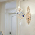 Traditional brass crystal flower wall sconce light living room bird