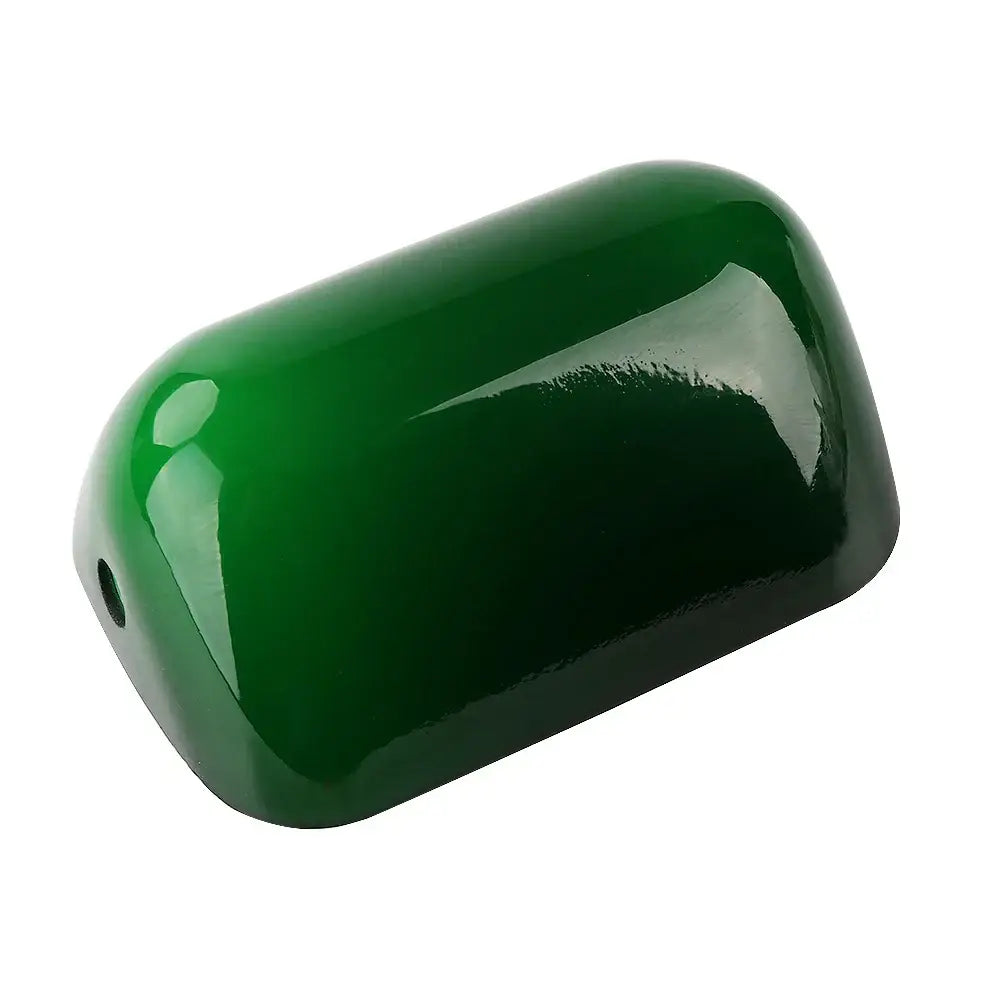 DecorBites™ Glass Bankers Lamp Cover | Green/White Cased Replacement Shade L15cm x W9.5cm