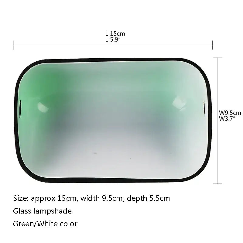 DecorBites™ Glass Bankers Lamp Cover | Green/White Cased Replacement Shade L15cm x W9.5cm