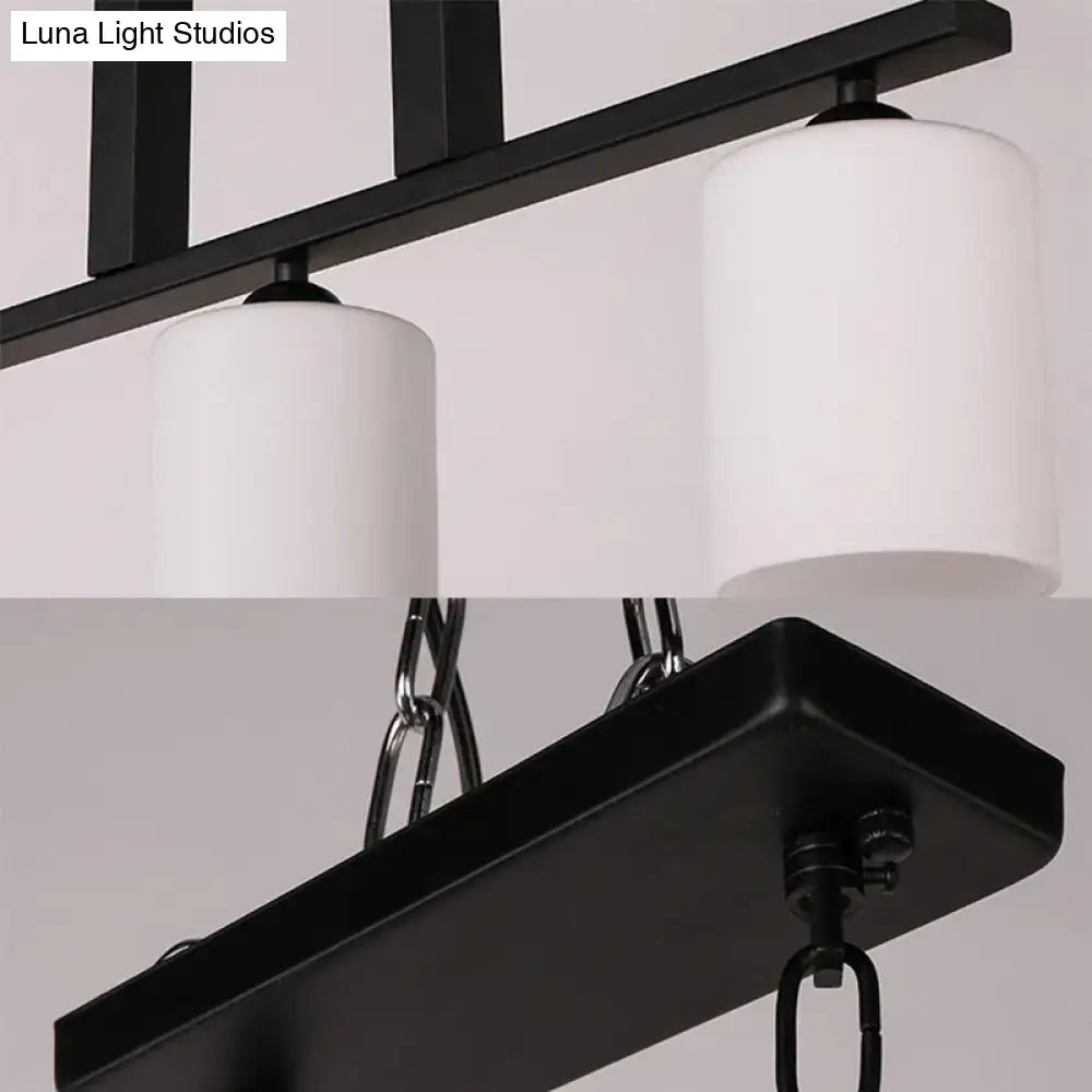 Traditional frosted glass black island pendant for dining room