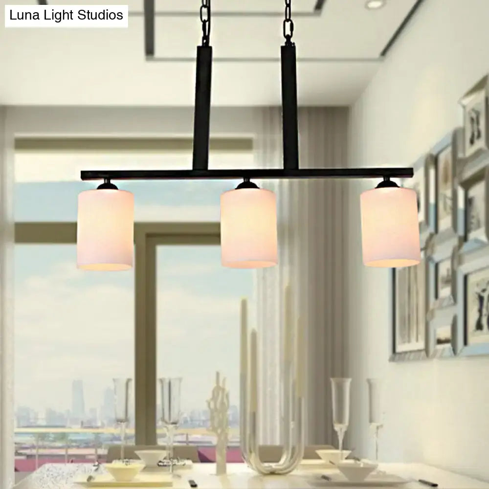Traditional frosted glass black island pendant for dining room