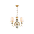 Traditional gold and blue chandelier dining room light with shades