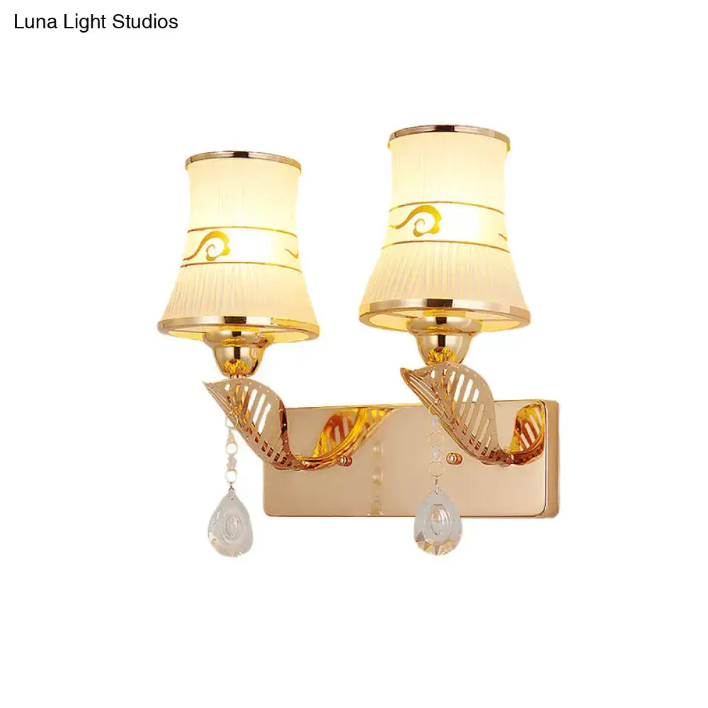 Traditional gold and cream wall sconce light dining room crystal