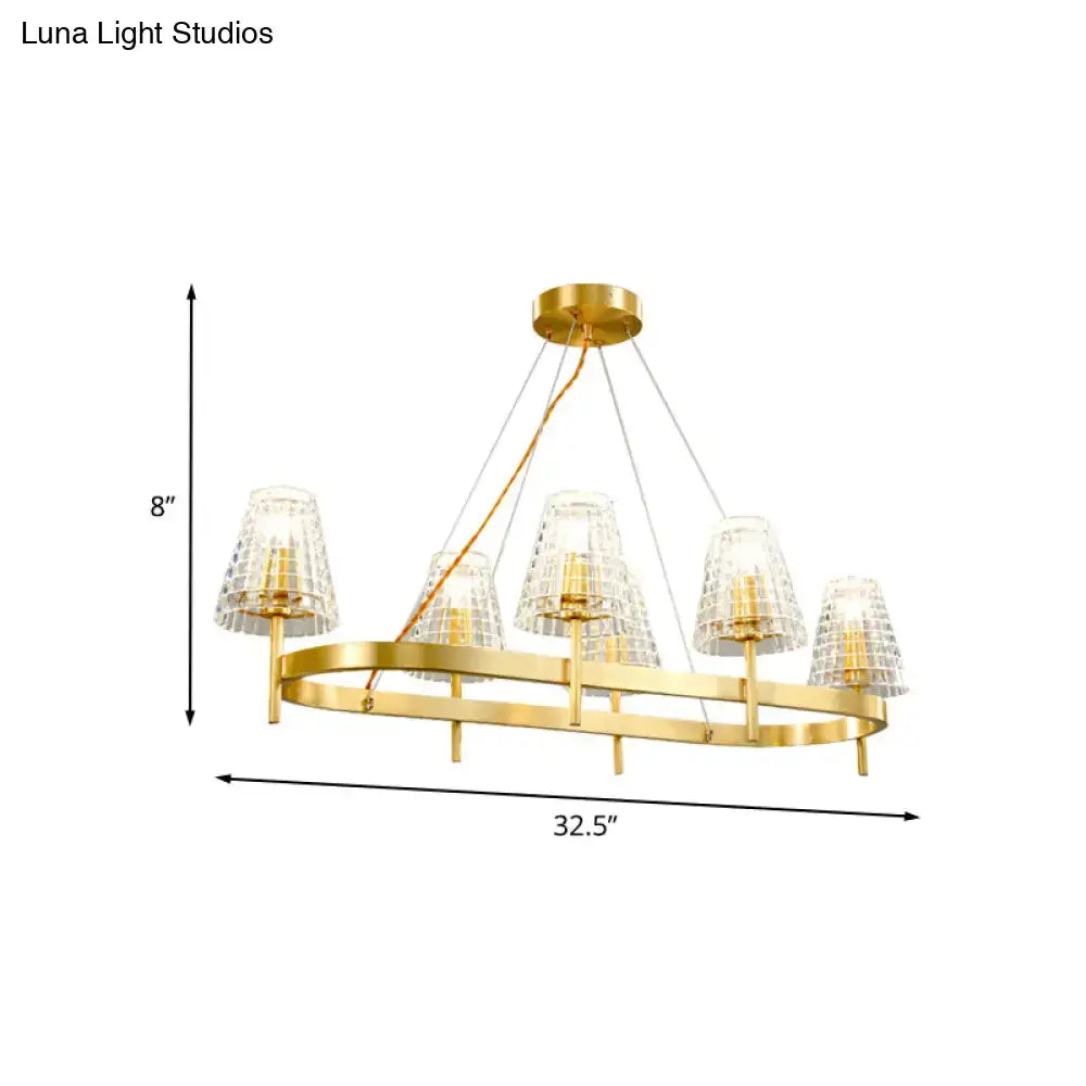 Traditional gold crystal island pendant light dining room