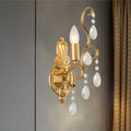 Traditional gold metal candle wall lamp living room crystal sconce