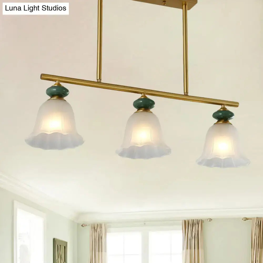 DecorBites™ Traditional Cream Glass Island Light with Gold Suspension - 3 Lights