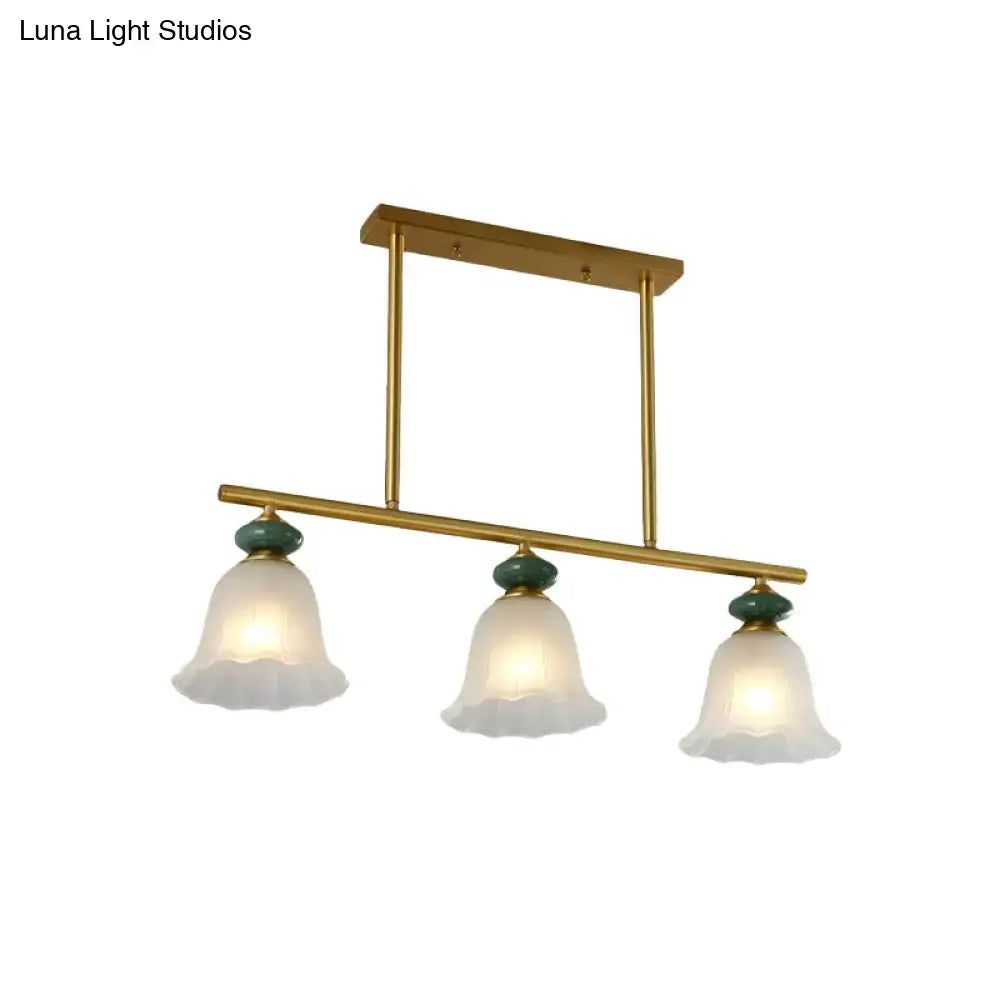 DecorBites™ Traditional Cream Glass Island Light with Gold Suspension - 3 Lights