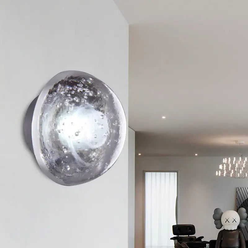 Traditional silver clear crystal bubble wall light bedroom sconce